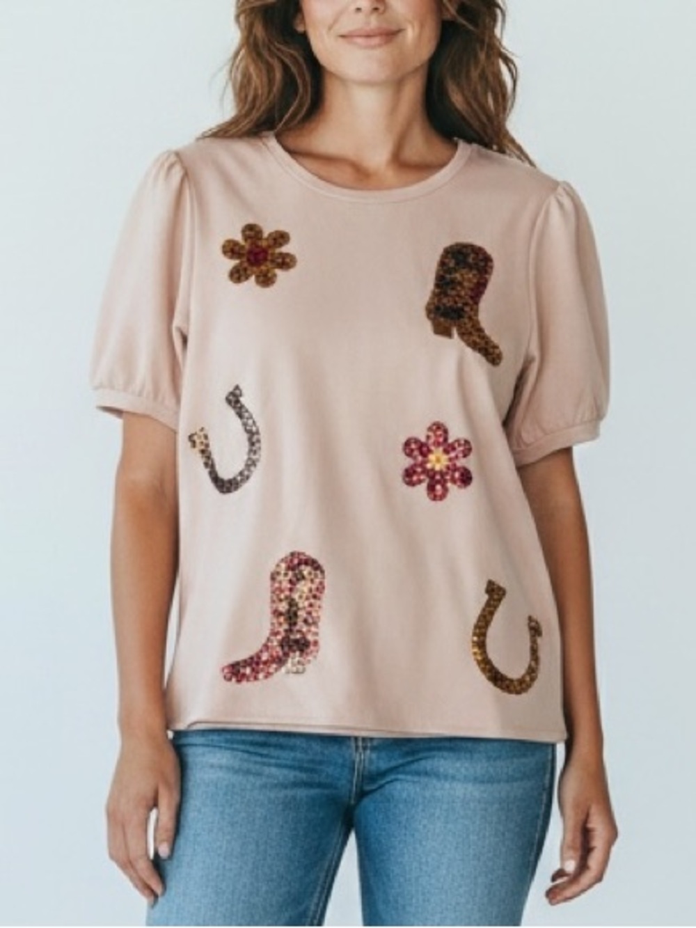 New Mesh + Love Boho Western Sequin Top